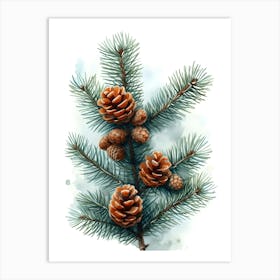 Watercolor Pine Cones Art Print