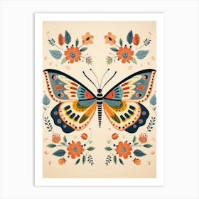 Butterfly With Flowers 1 Art Print