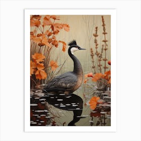 Dark And Moody Botanical Grebe 2 Art Print