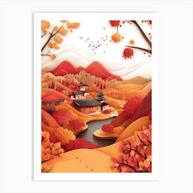 Beautiful Landscape Paper Craft Style 14 Art Print