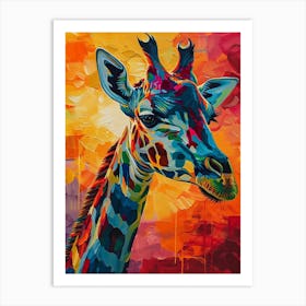 Colourful Giraffe Portrait 4 Art Print
