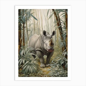 Grey Rhino Exploring Nature 1 Art Print