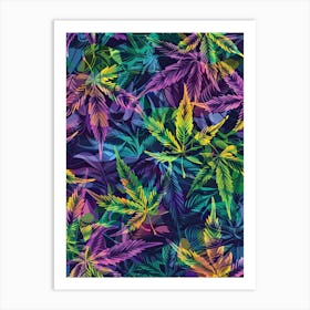 Neon Cannabis Night Art Print