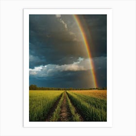 Rainbow Over Green Field Art Print