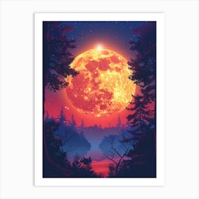 Full Moon In The Forest 4 Art Print