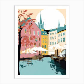 Turku, Finland, Flat Pastels Tones Illustration 3 Art Print