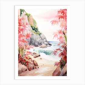 Watercolor Painting Of Pfeiffer Beach, Big Sur California 3 Art Print