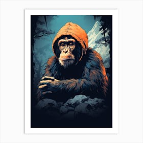 Thinker Monkey Lofi Style Illustration 6 Art Print