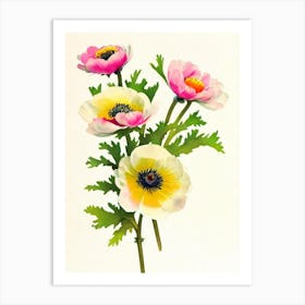 Anemone Vintage Flowers Flower Art Print