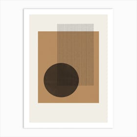 Geometric Composition, Circle And A Square, Beige, Black and Brown Color, Trending Decor, Graphic Object, Modernism Style Art Print