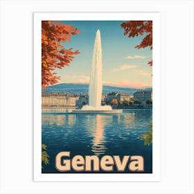 Aihrgdesign A Vintage Travel Poster Of Geneva Art Print