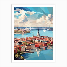 Stockholm, Sweden, Geometric Illustration 1 Art Print