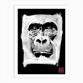 Gorialla Face in black Art Print