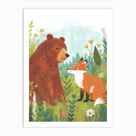 Brown Bear A Bear And A Fox Storybook Illustration 4 Art Print