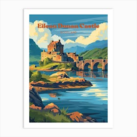 Eilean Donan Castle Scotland History Travel Illustration Art Print