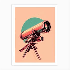 Infrared Telescope Pink Vintage Sketch Space Art Print