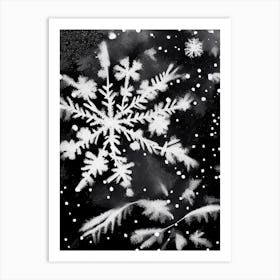 Nature, Snowflakes, Black & White 4 Art Print