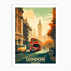 United Kingdom London Retro Vintage Travel Art Print