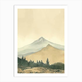 Mount Diablo Usa Color Line Drawing (7) Art Print