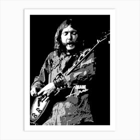 Duane Allman Musician Legend in Grayscale Illustration Art Print