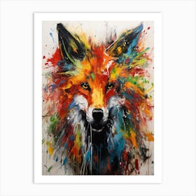 Splatter Paint Fox - Neo Expressionism Art Print