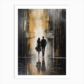 Couple Walking In The Rain 1 Art Print