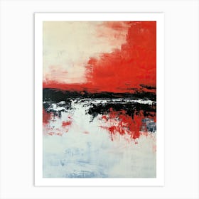 Abstract Red And White Painting Art Print