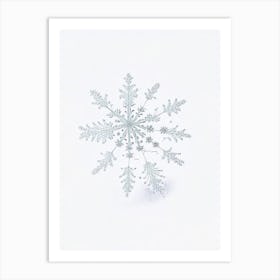 White, Snowflakes, Pencil Illustration 2 Art Print