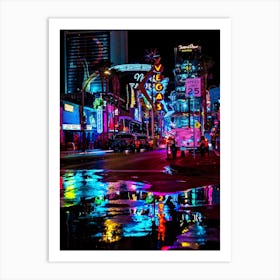 Neon night city: Las Vegas (synthwave/vaporwave/retrowave/cyberpunk) — aesthetic poster Art Print