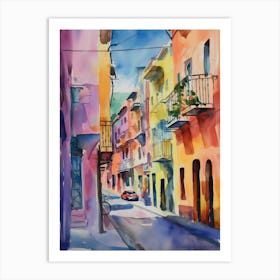 Palermo, Italy Watercolour Streets 3 Art Print