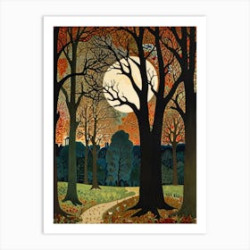 William Morris Moonlight In The Woods 111 Art Print