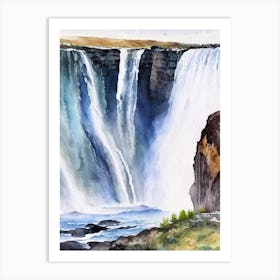 Dettifoss, Iceland Water Colour  (2) Art Print