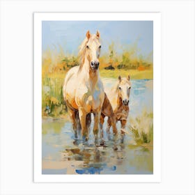 Horses Painting In Carmargue, France 4 Art Print