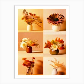 Fall Flowers, Collage, Vases,  Autumn Collection Art Print