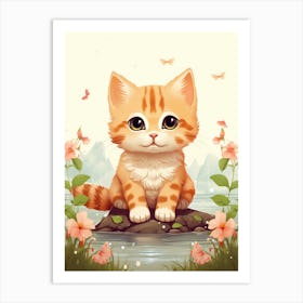 Kawaii Cat Drawings 3 Art Print