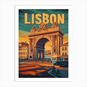 Aihrgdesign A Retro Travel Poster For Lisbon 2 Art Print