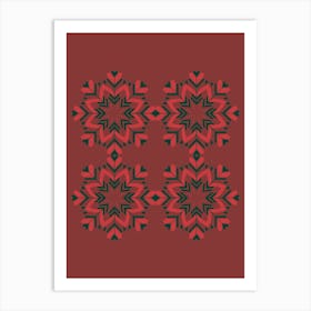 Snowflakes On Red Background Art Print