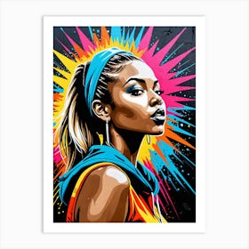 Graffiti Mural Of Beautiful Hip Hop Girl 13 Art Print