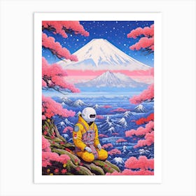 Hippie Astronaut Meditating In Moutn Fuji, Japan 3 Art Print