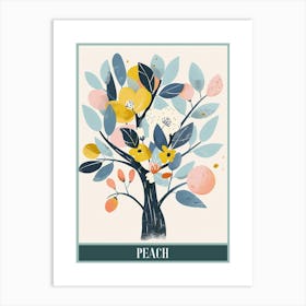 Peach Tree Flat Illustration 3 Poster Art Print