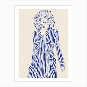 Woman With Blue Stripes Art Print