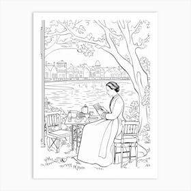 Line Art Inspired By A Sunday Afternoon On The Island Of La Grande Jatte 3 Art Print