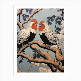 Art Nouveau Birds Poster Chicken 1 Art Print