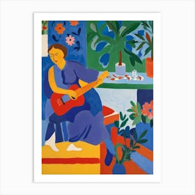 Woman Playing The Guitar Art Print