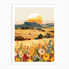 Sunset In A Field Art Print