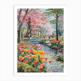 Tulips In The Park 2 Art Print