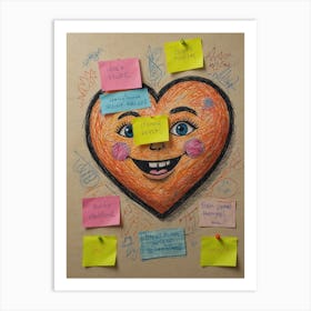 Heart With Post It Notes Art Print