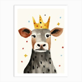 Little Cow 2 Wearing A Crown Art Print