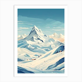Poster Of Mountains Ski Resort Illustration 0 Simple Style Art Print