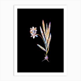 Stained Glass Gladiolus Plicatus Mosaic Botanical Illustration on Black n.0162 Art Print